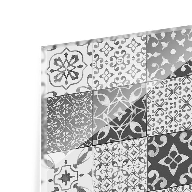 Glass Splashback - Tile Pattern Mix Gray White - Landscape 1:2