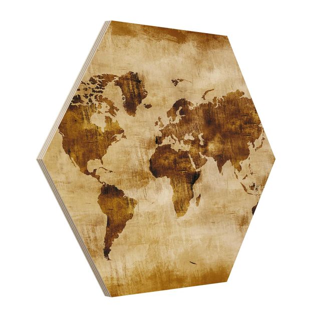 Prints on wood No.CG75 Map Of The World