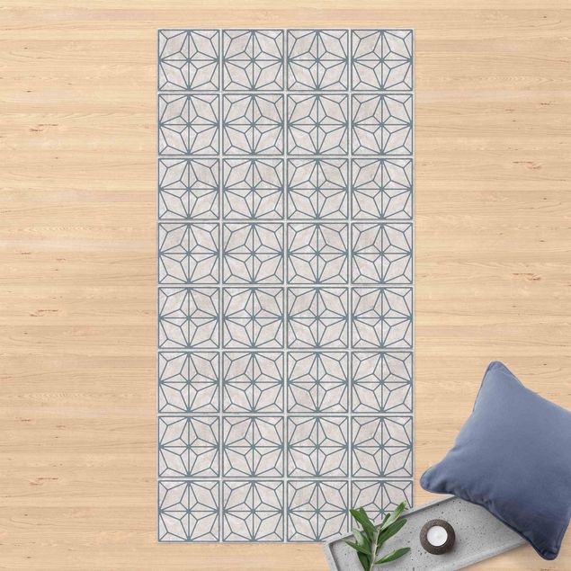 outdoor mat Tile Pattern Star Geometry Grey Blue