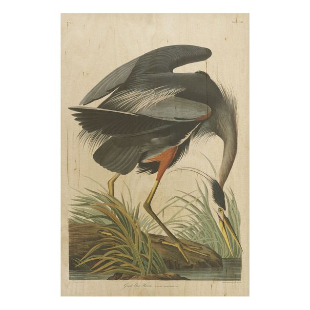Wood prints vintage Vintage Board Blue Heron