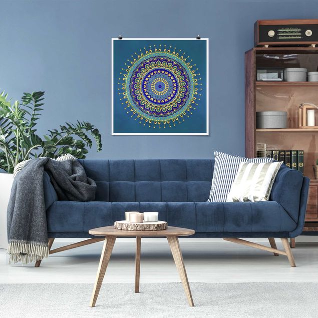 Art prints Mandala Blue Gold
