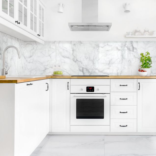 Kitchen splashback stone Bianco Carrara