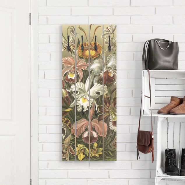 Wall mounted coat rack flower Vintage Board Orchid