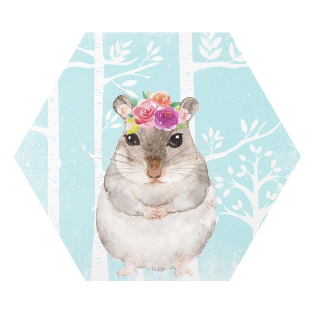 Forex prints Watercolor Hamster Turquoise