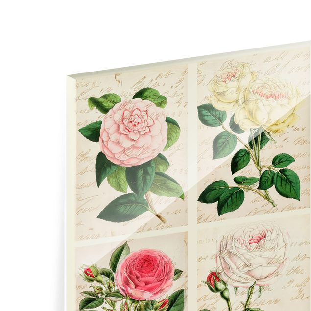 Glass Splashback - Vintage Floral Collage - Square 1:1