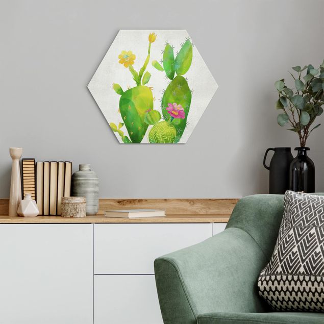 Flower print Cactus Family In Pink And Yellow