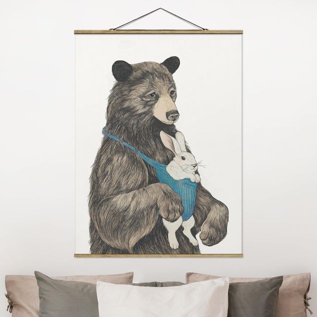 Kids room decor Illustration Bear And Bunny Baby