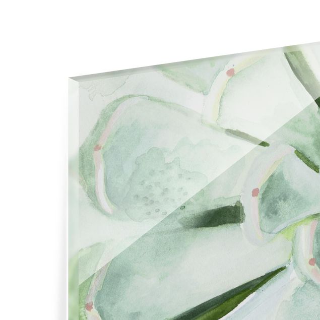 Glass Splashback - Succulent Watercolor Bright - Landscape 1:2