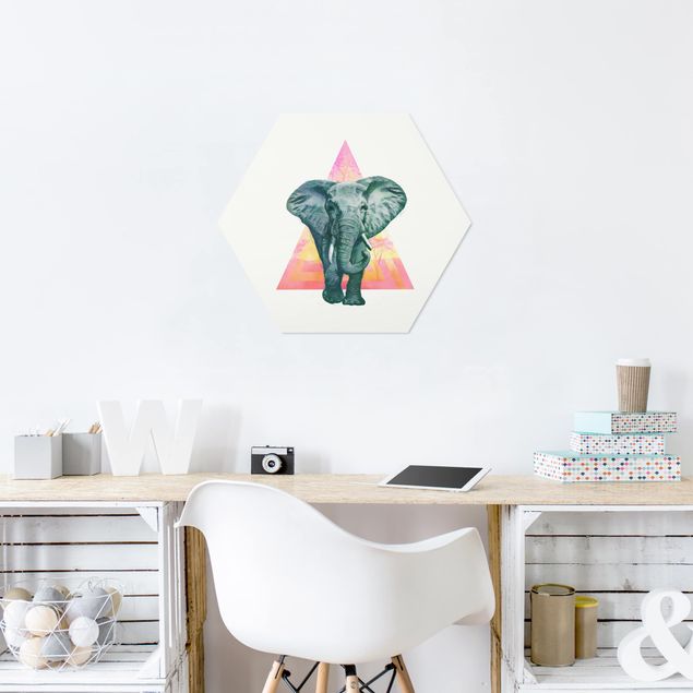 Art posters Illustration Elephant Front Triangle Painting