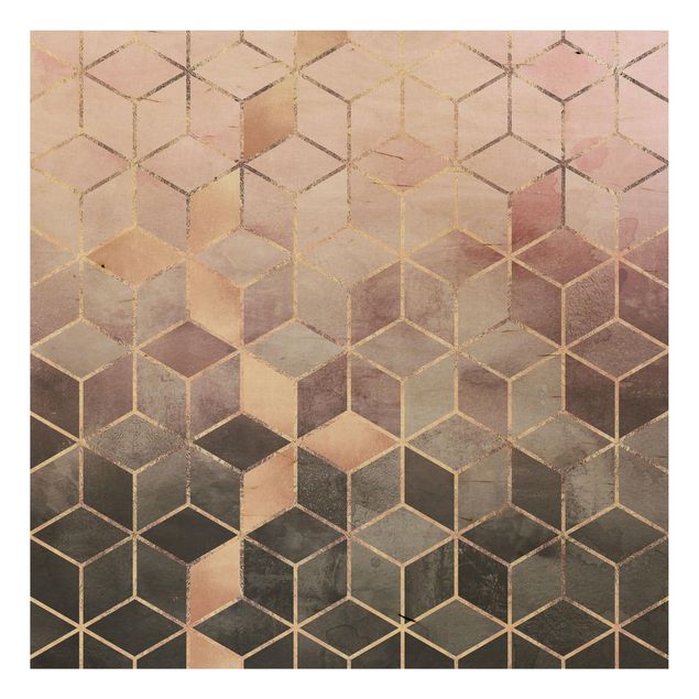 Prints Pink Grey Golden Geometry