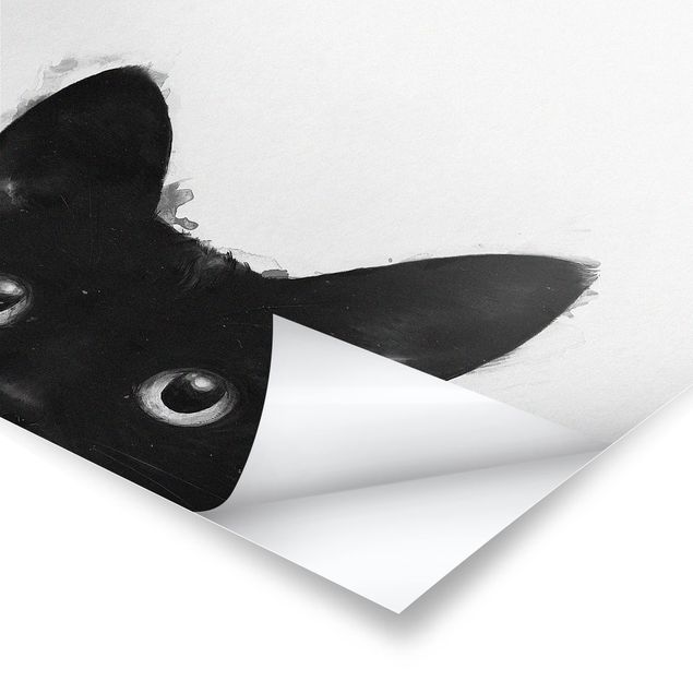 Prints black Illustration Black Cat On White Painting