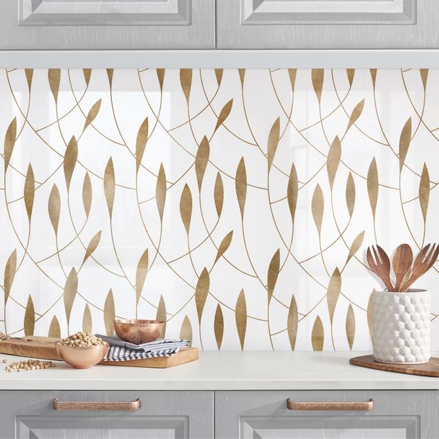 Kitchen Natural Pattern Sweeping Leaves In Gold II