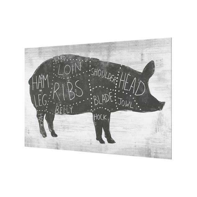 Glass Splashback - Butcher Board - Pig - Landscape 2:3