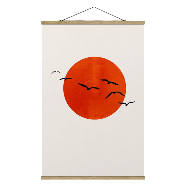 Animal canvas Flock Of Birds In Front Of Red Sun I