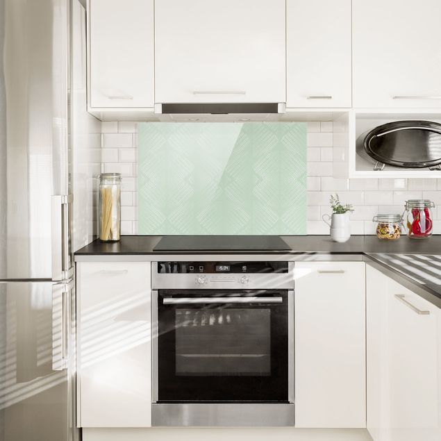 Glass splashback patterns Rhombic Pattern With Stripes In Mint Colour