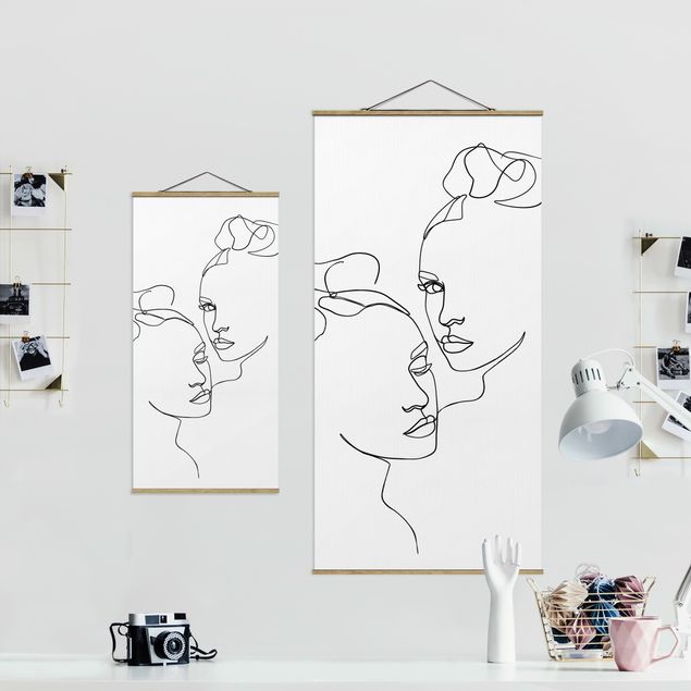 Prints black and white Line Art Faces Women Black And White