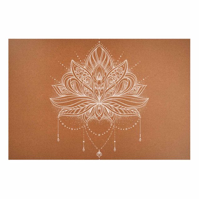 Modern art prints Boho Lotus Flower White Cork Look