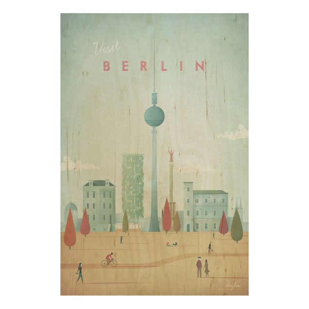 Vintage wood prints Travel Poster - Berlin