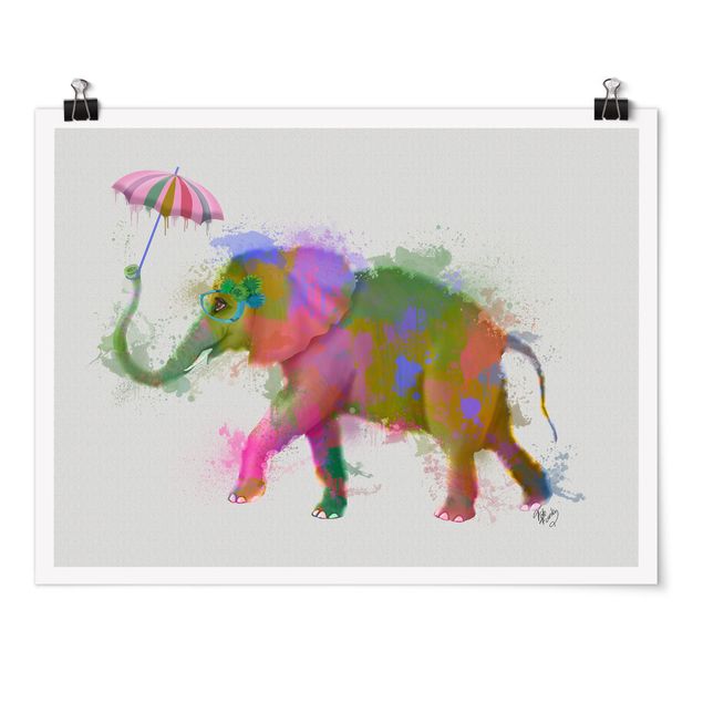 Prints modern Rainbow Splash Elephant