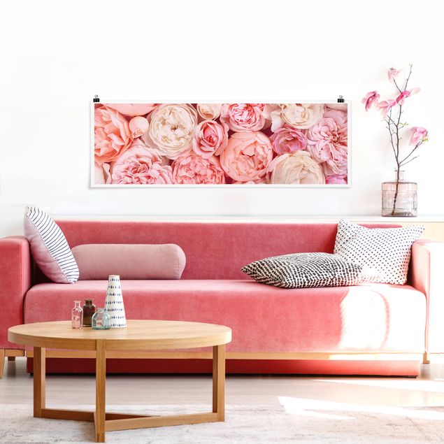 Floral canvas Roses Rosé Coral Shabby