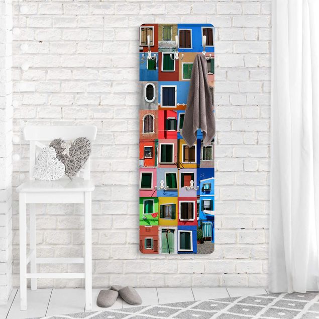 Wall mounted coat rack multicoloured Windows Of The World