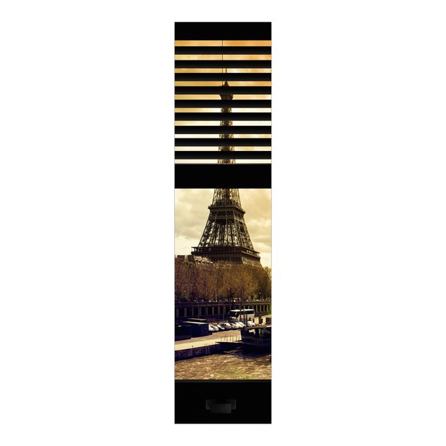 Sliding panel curtains architecture and skylines Window View Blinds - Paris Eiffel Tower sunset
