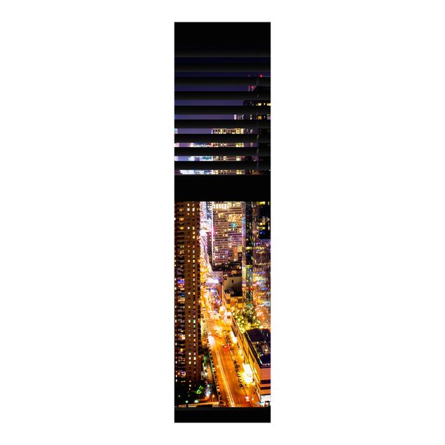 Sliding panel curtains architecture and skylines Window View Blinds - Manhattan at night