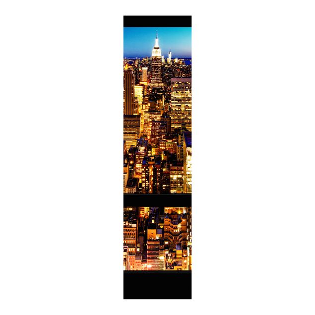 Sliding panel curtains architecture and skylines Window view New York at night