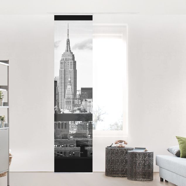 Kitchen Windows Overlooking New York Skyline Black And White