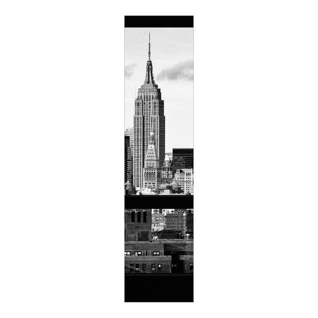 Sliding panel curtains architecture and skylines Windows Overlooking New York Skyline Black And White