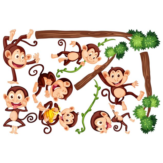 Window stickers animals Monkey Family