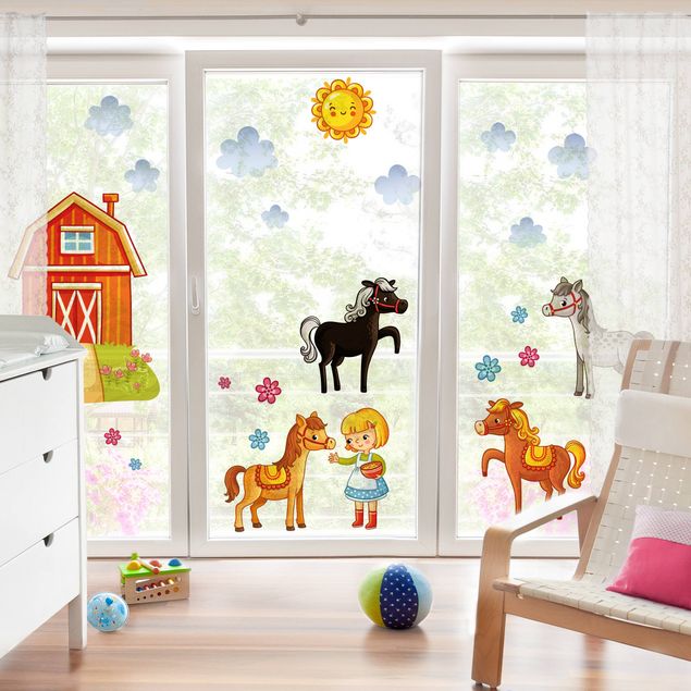Window stickers animals Farm Set with Horses