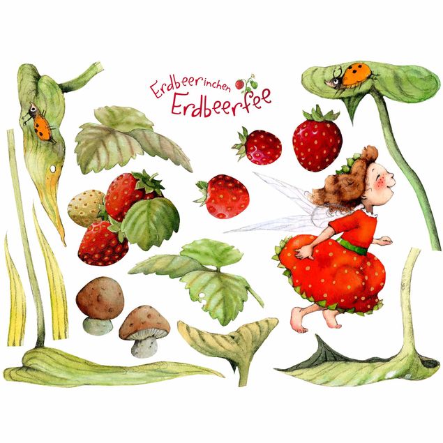 Window stickers animals Little Strawberry Strawberry Fairy - Leaves And Strawberries