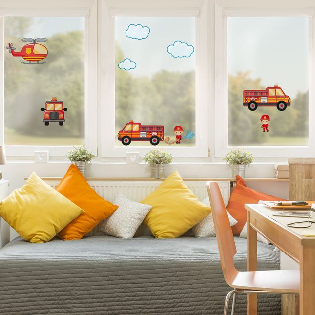 Self adhesive film Firefighter Set with Cats