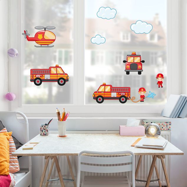 Nursery decoration Firefighter Set with Cats
