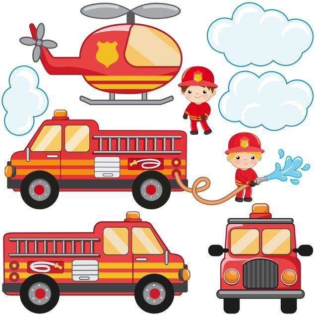 Window stickers Firefighter Set with Cats