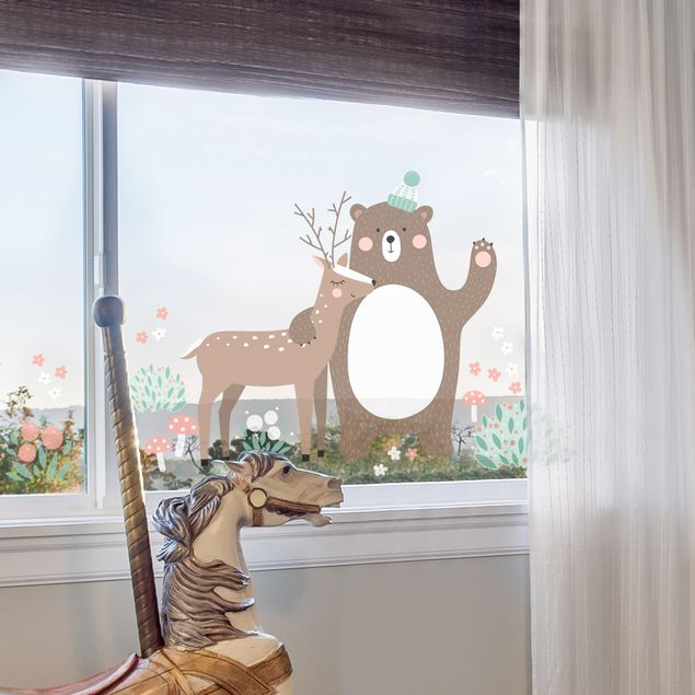 Window stickers animals Forest Friends With Bear And Deer