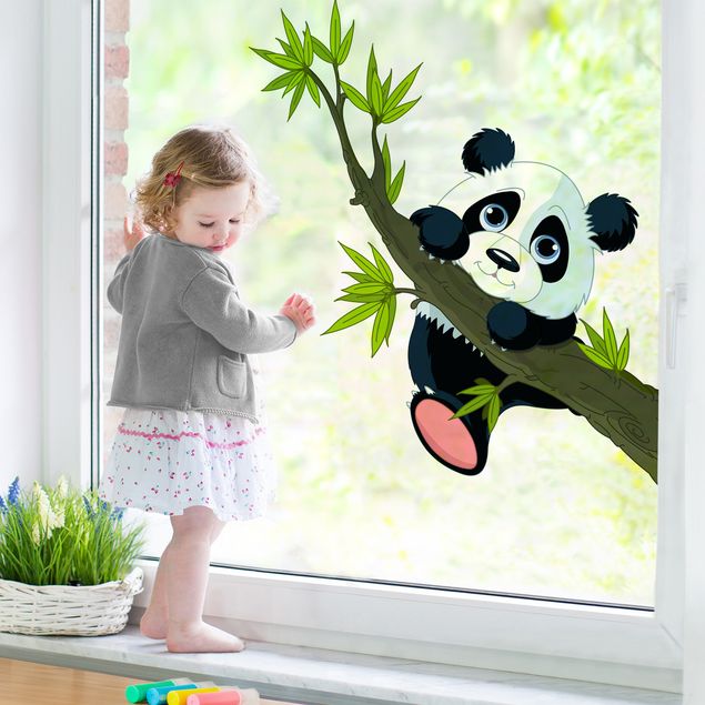 Flower stickers for glass Climbing Panda