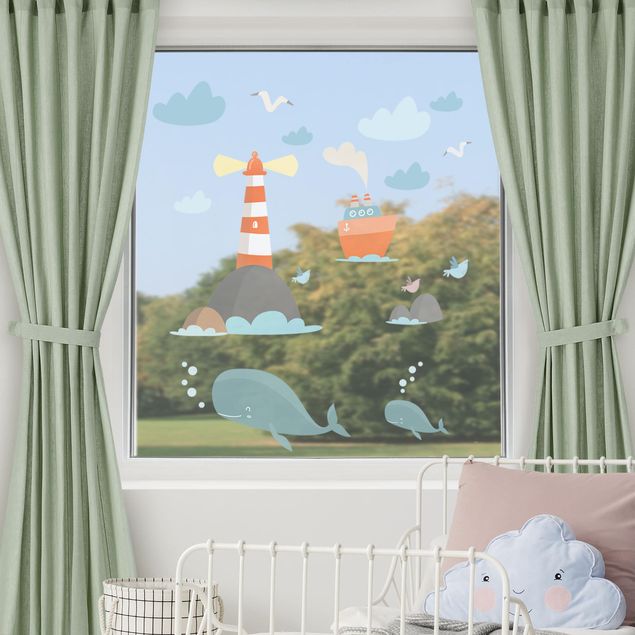 Nursery decoration Lighthouse And Whales
