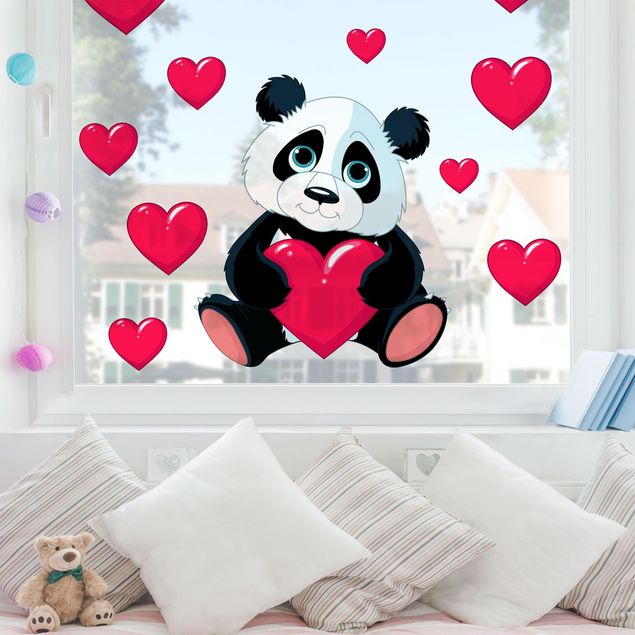 Kids room decor Panda With Hearts