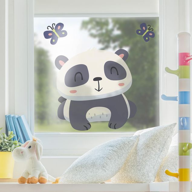 Window stickers animals Panda With Butterflies