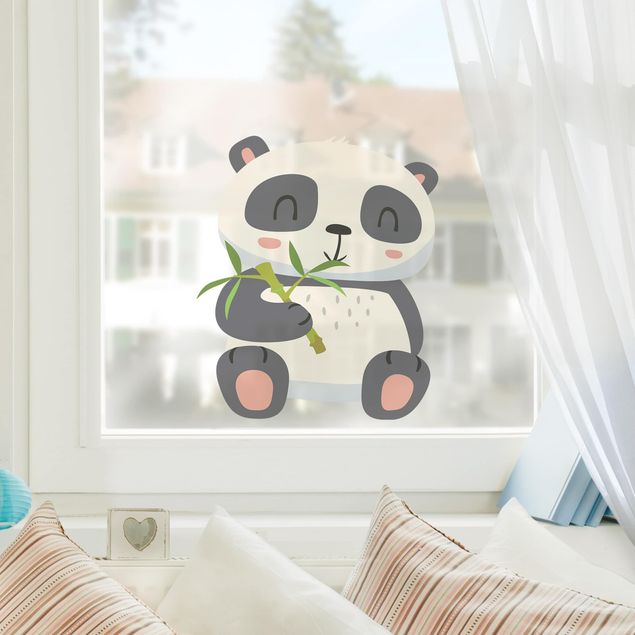 Window stickers animals Panda Munching On Bamboo