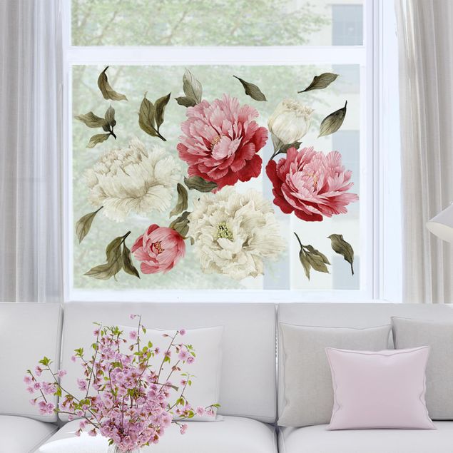Flower stickers for glass Peony Set