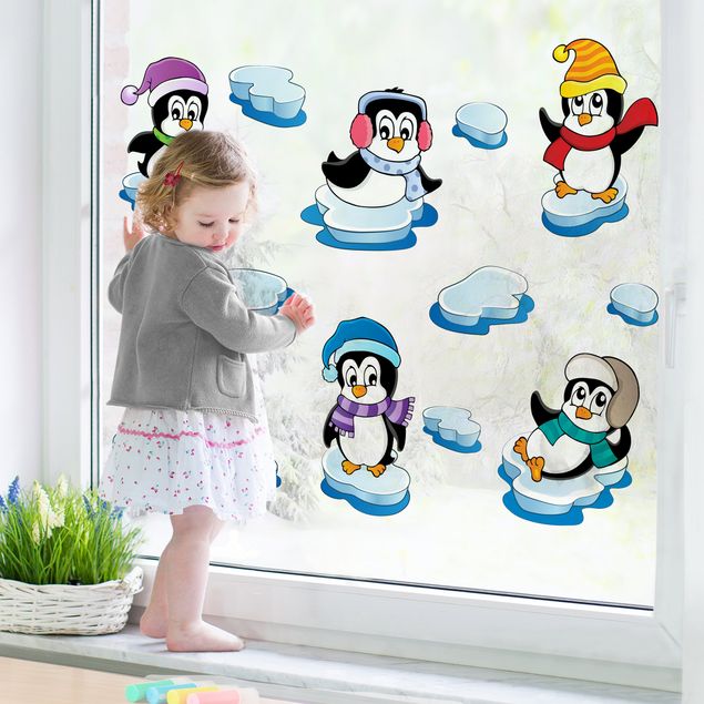 Window stickers animals Penguin Winter Set
