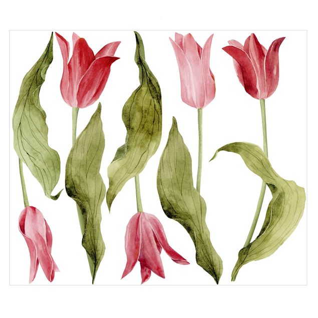 Adhesive films Red Tulips Watercolour
