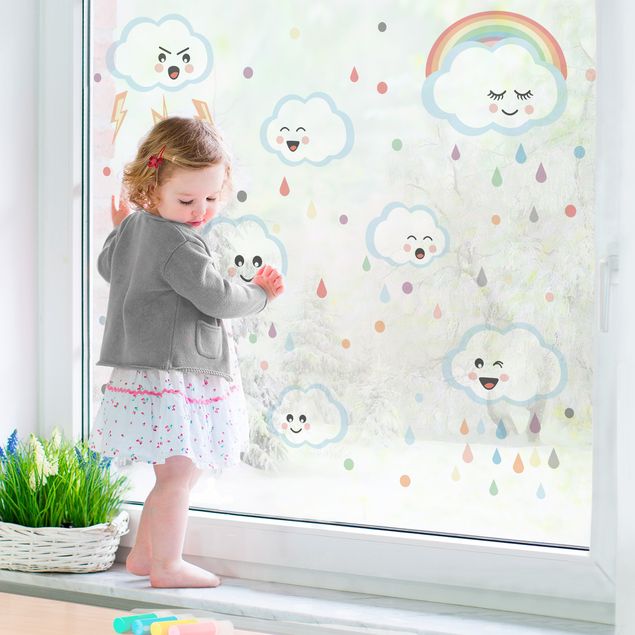 Adhesive films Clouds with face set