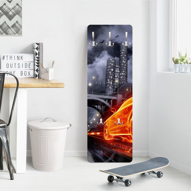 Wall mounted coat rack architecture and skylines Fire Car
