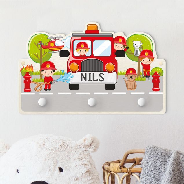 Kids room decor Fire Brigade Set With Customised Name