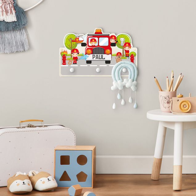 Coat rack sayings Fire Brigade Set With Customised Name