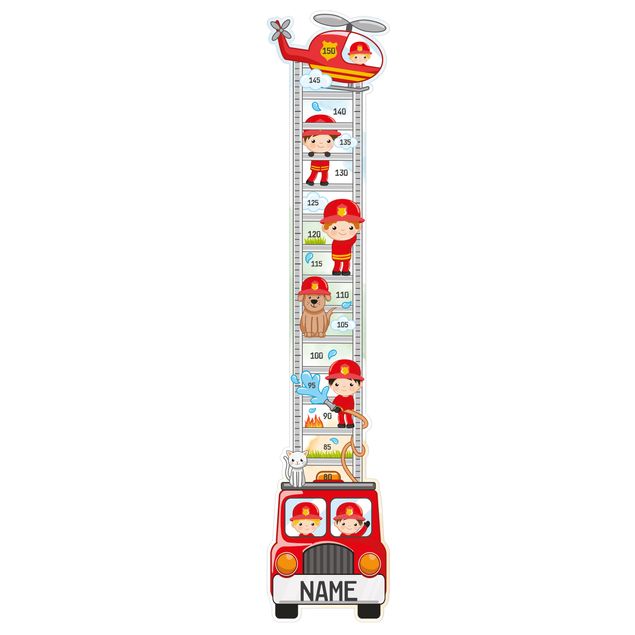 Wall stickers height measure bar Fire Brigade Set With Customised Name